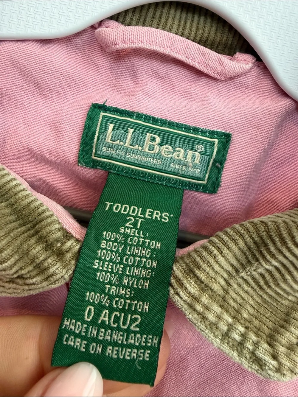 Vintage L.L. Bean Girls Chore Barn Canvas Coat Utility Jacket in Pink Size 2T